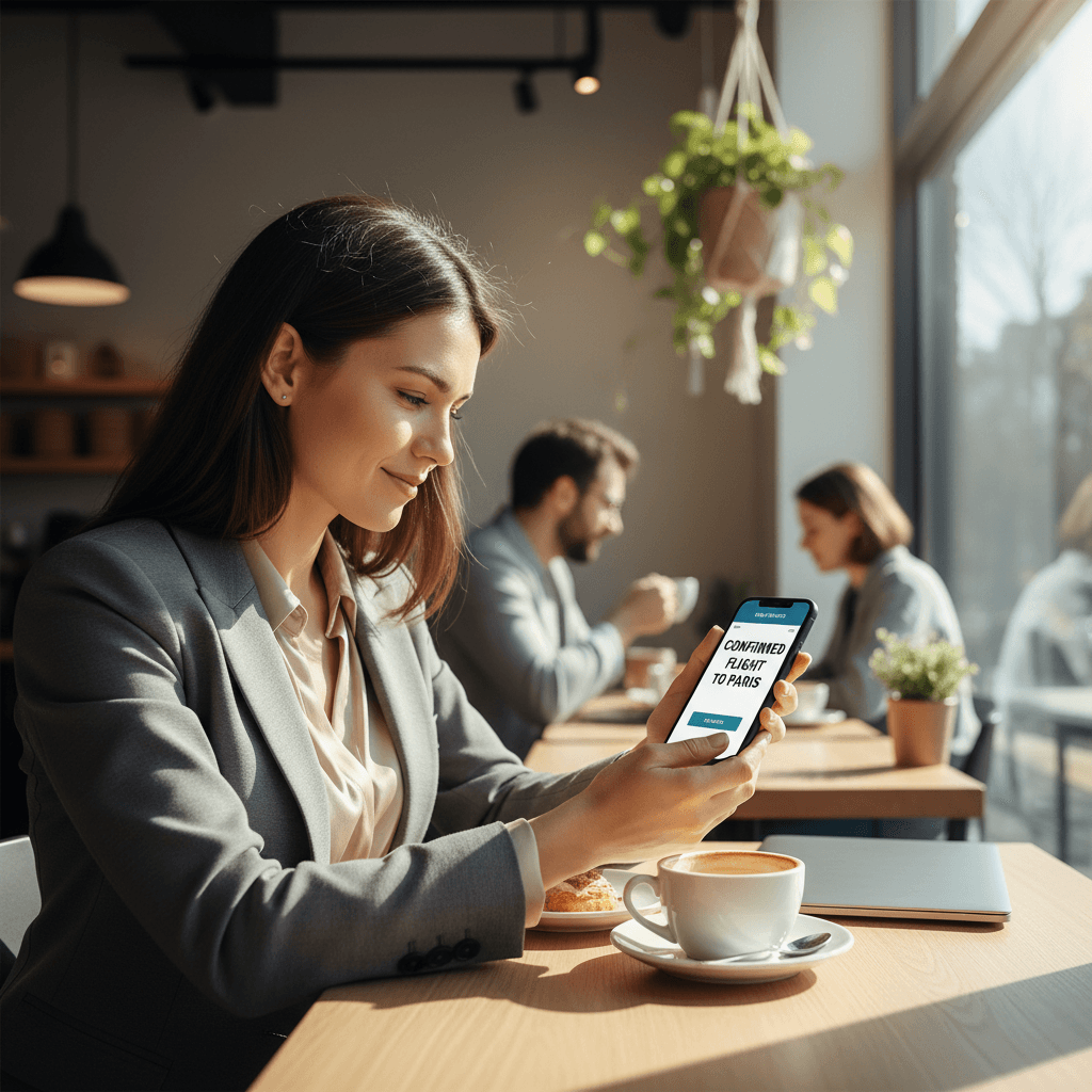 Booking confirmation on smartphone