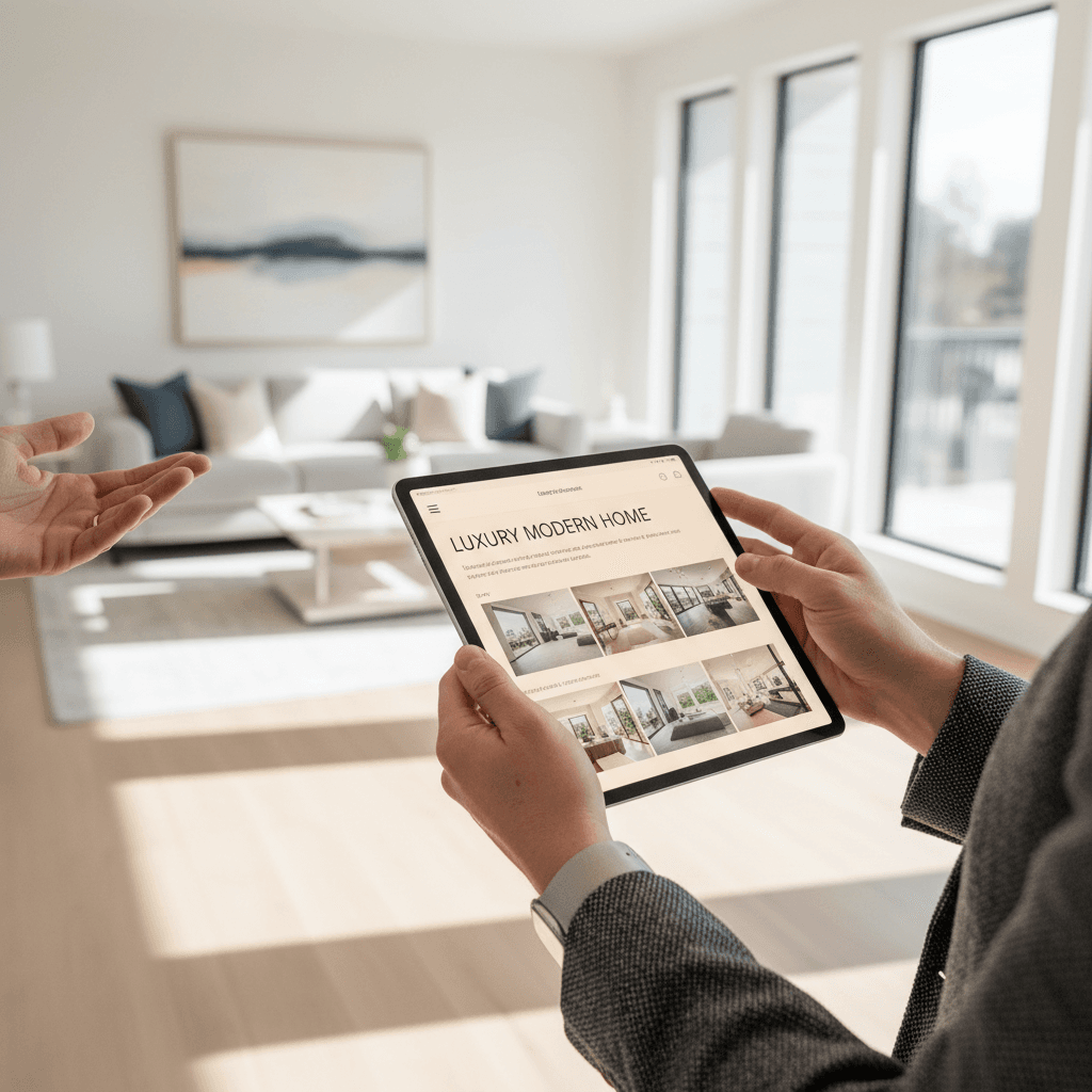 Real estate agent showing property