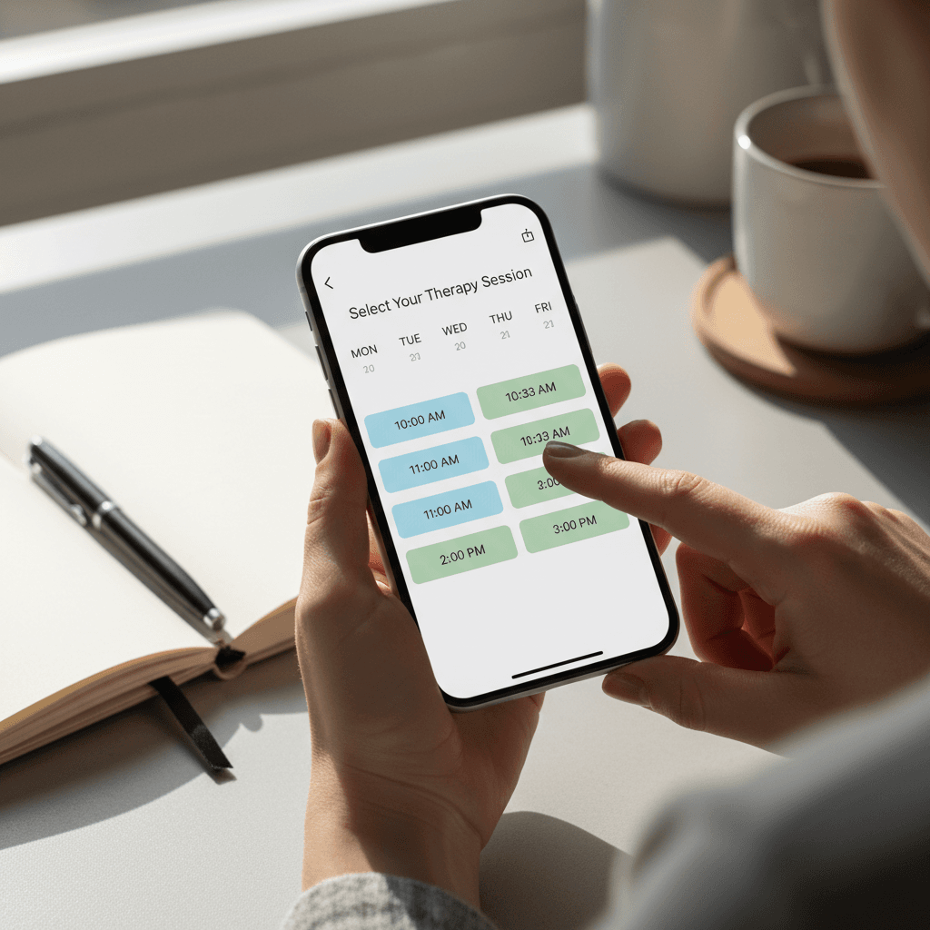 Appointment booking screen on phone