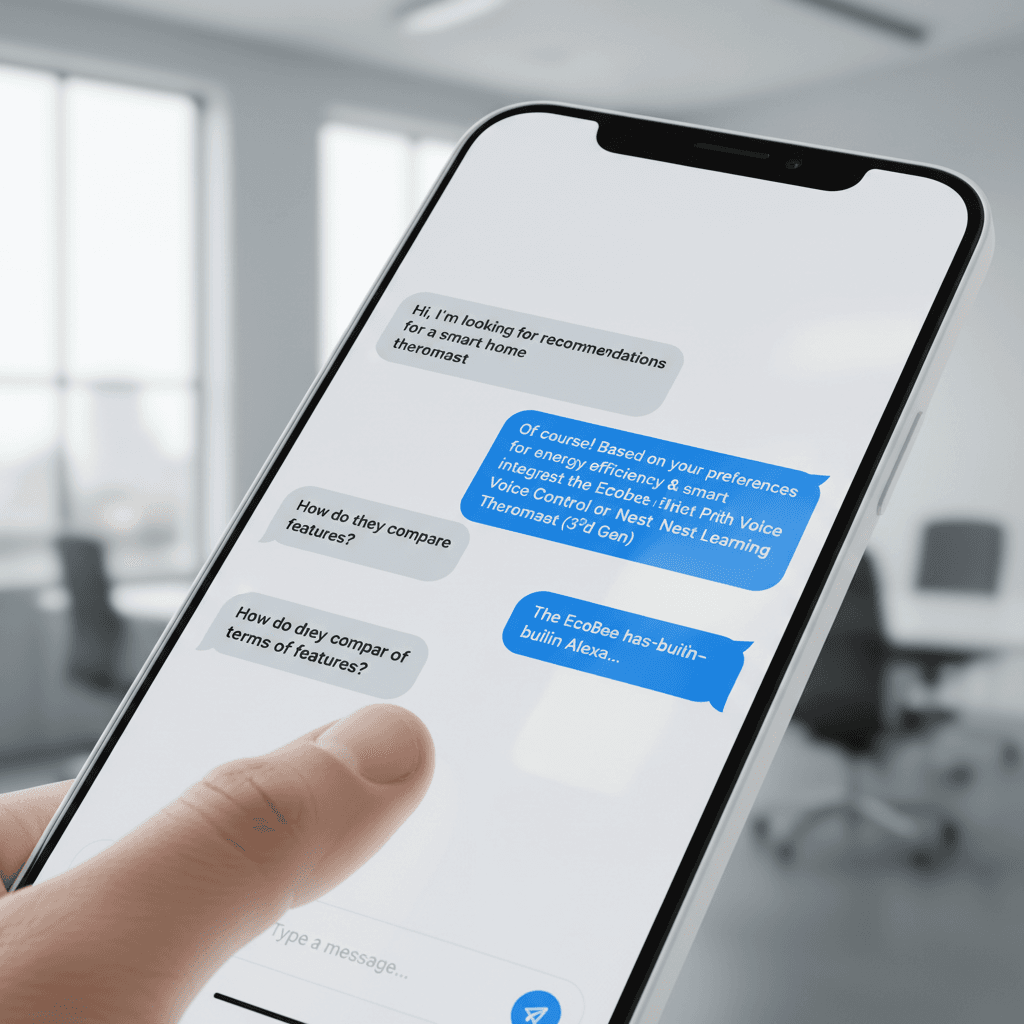 Smartphone showing a natural AI chatbot conversation