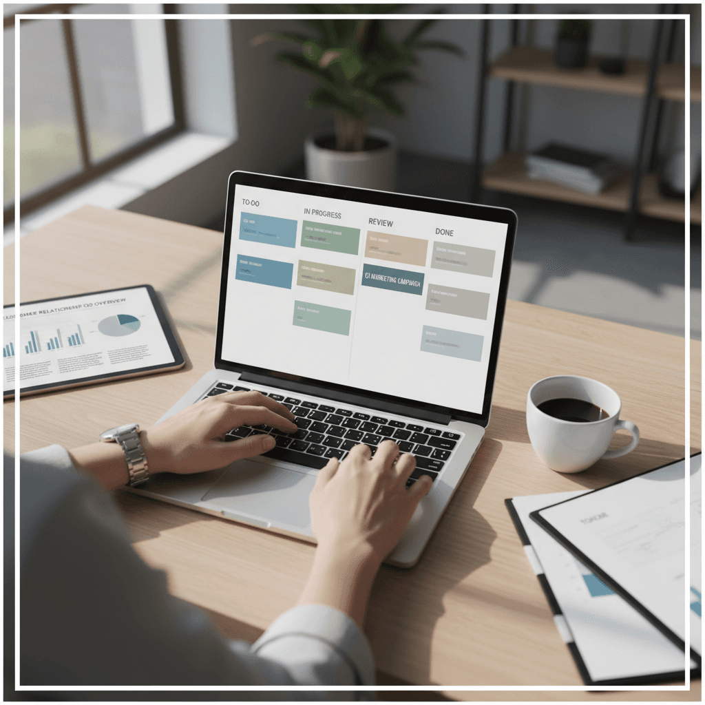CRM integration dashboard on laptop